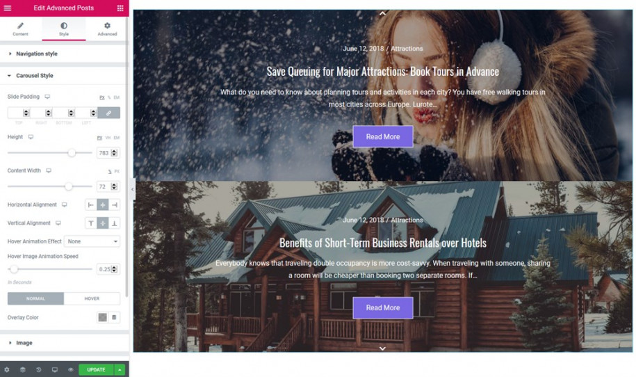 Stratum Advanced Posts Elementor Widget MotoPress