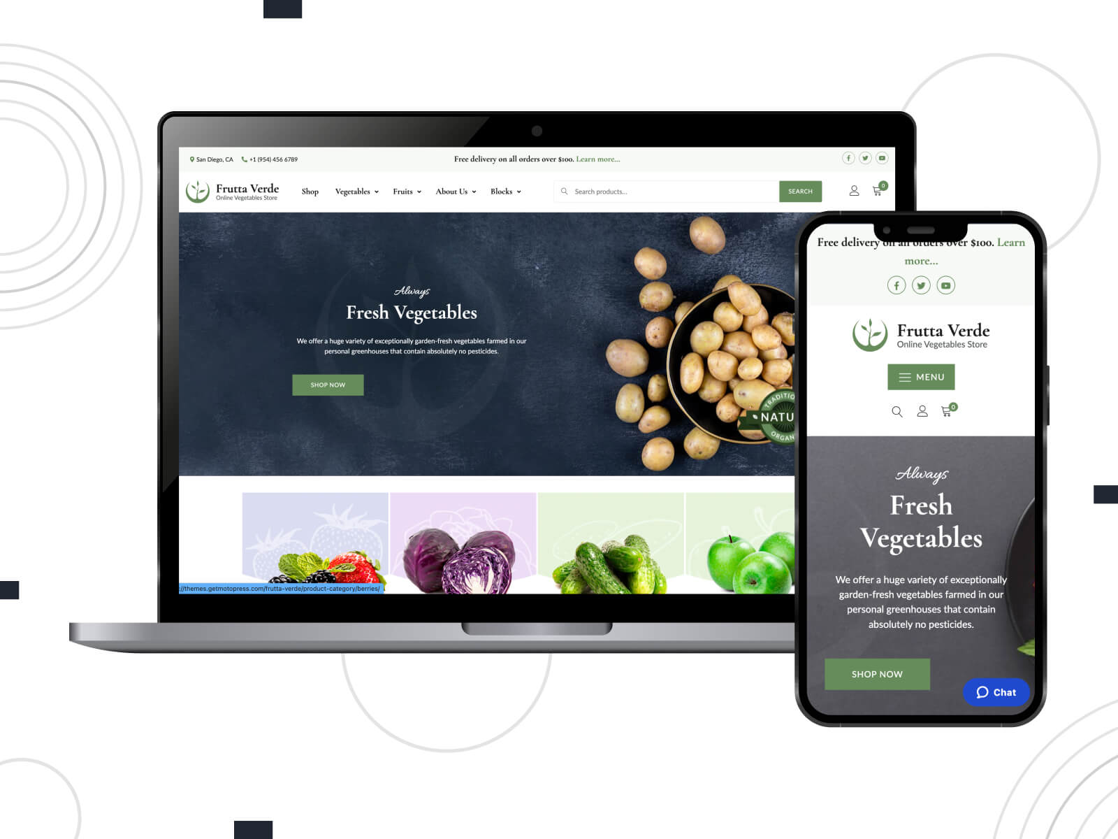 Image of Frutta Verde - dim, rich, user-centric WordPress template with WooCommerce options for grocery stores in dark slate gray, medium sea green, and dim gray color range
