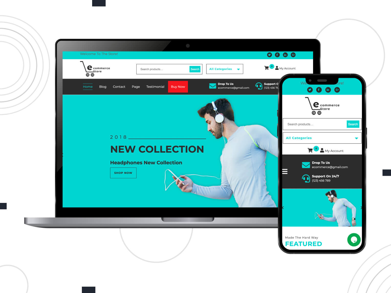 Photo of Ecommerce Hub - light, crisp, feature-rich WordPress theme optimized for grocery showcases in dark turquoise, crimson, and slate gray color gradation