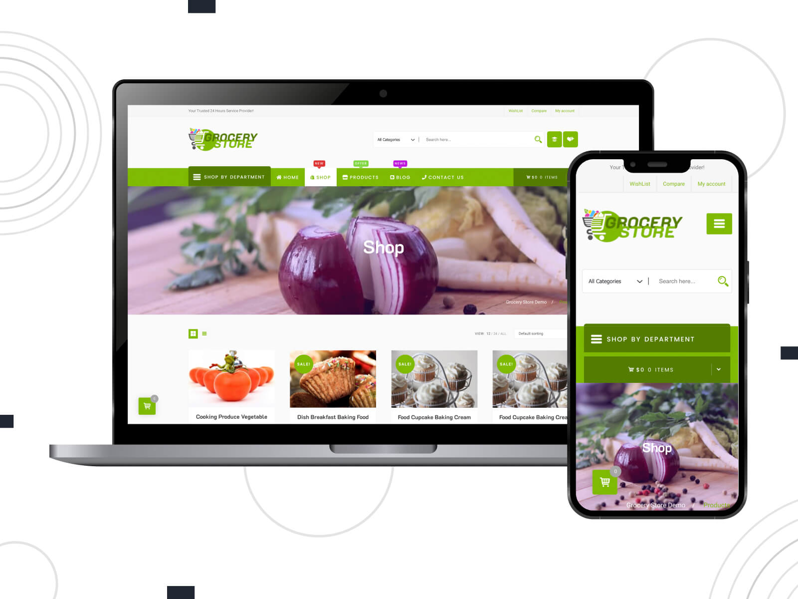 Image of Grocery Store - bright, inviting, high-quality theme for grocery showcases with WooCommerce support in olive drab, sienna, and rosy brown color range