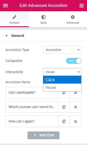 accordion interactivity