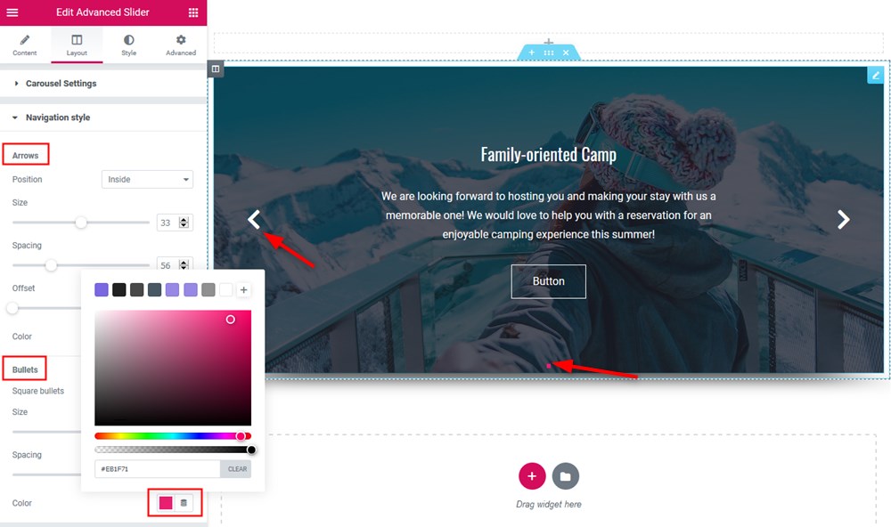 arrows bullets layouts elementor slider widget by stratum