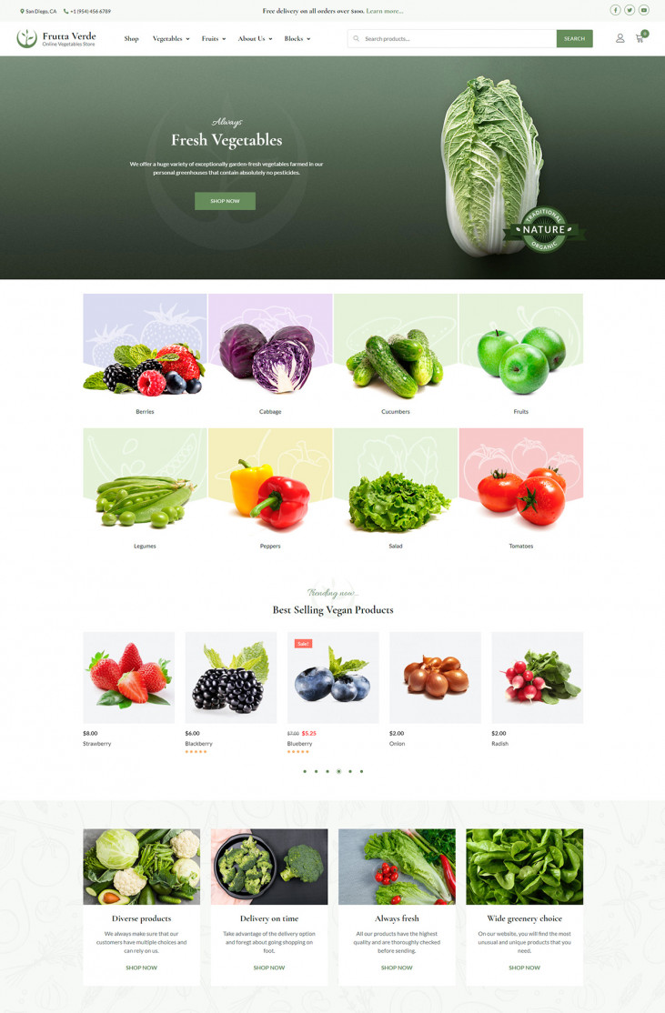 Frutta Verde Grocery Store Website Template Motopress