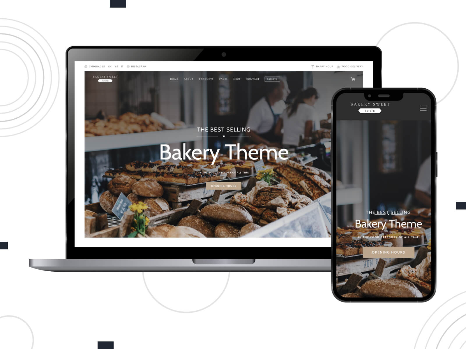 Screenshot of Cake Backery - dim, rich, dynamic WordPress theme optimized for meal delivery services in dark olive green, and indian red color combination.