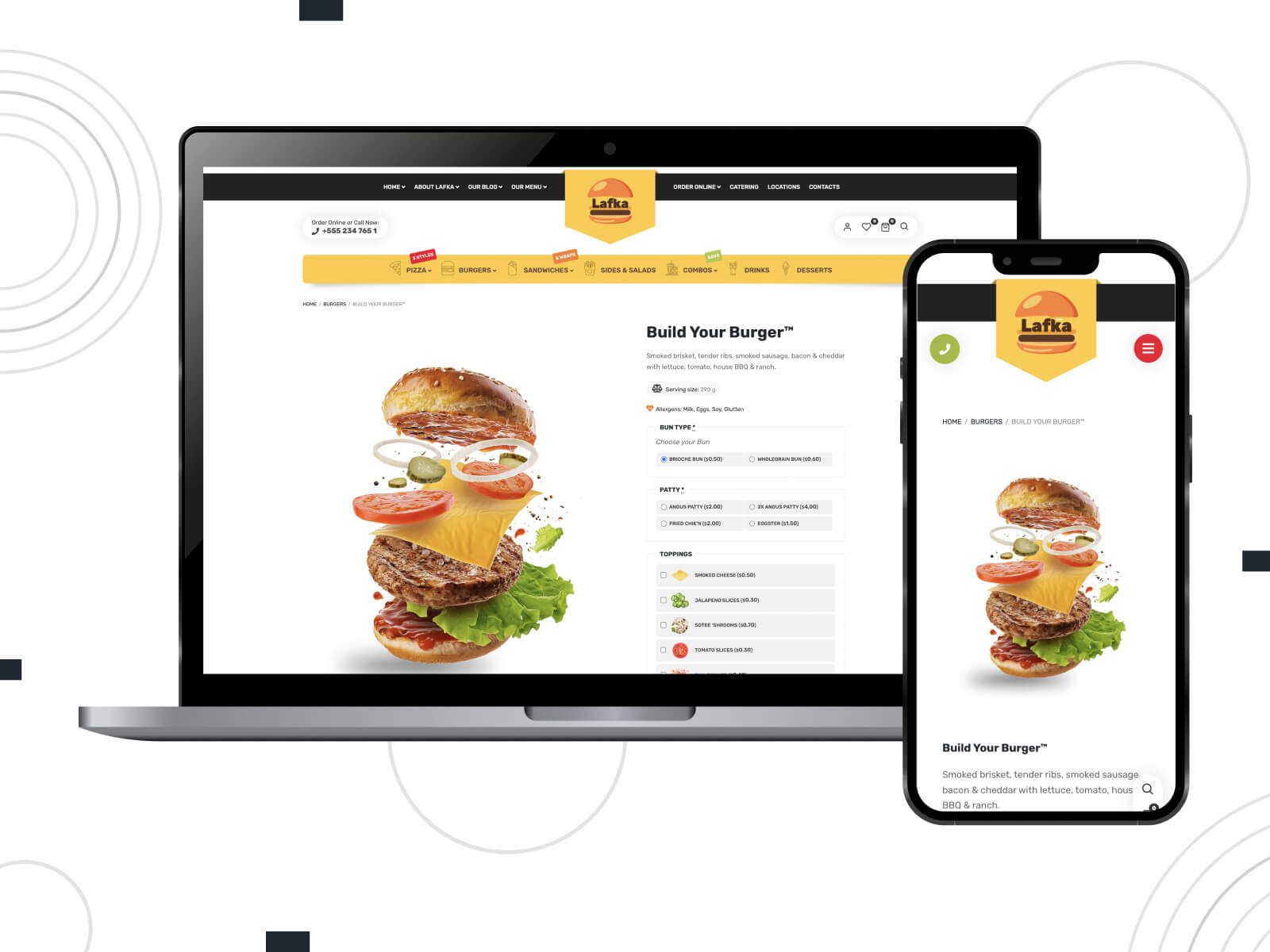 Image of Lafka - luminous, inviting, one-click order theme for quick food delivery sites in peru, sienna, and sandy brown color range.