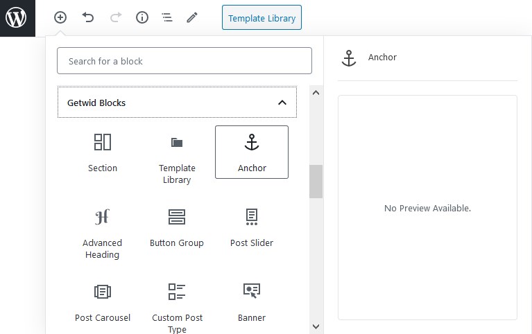 anchor block wordpress