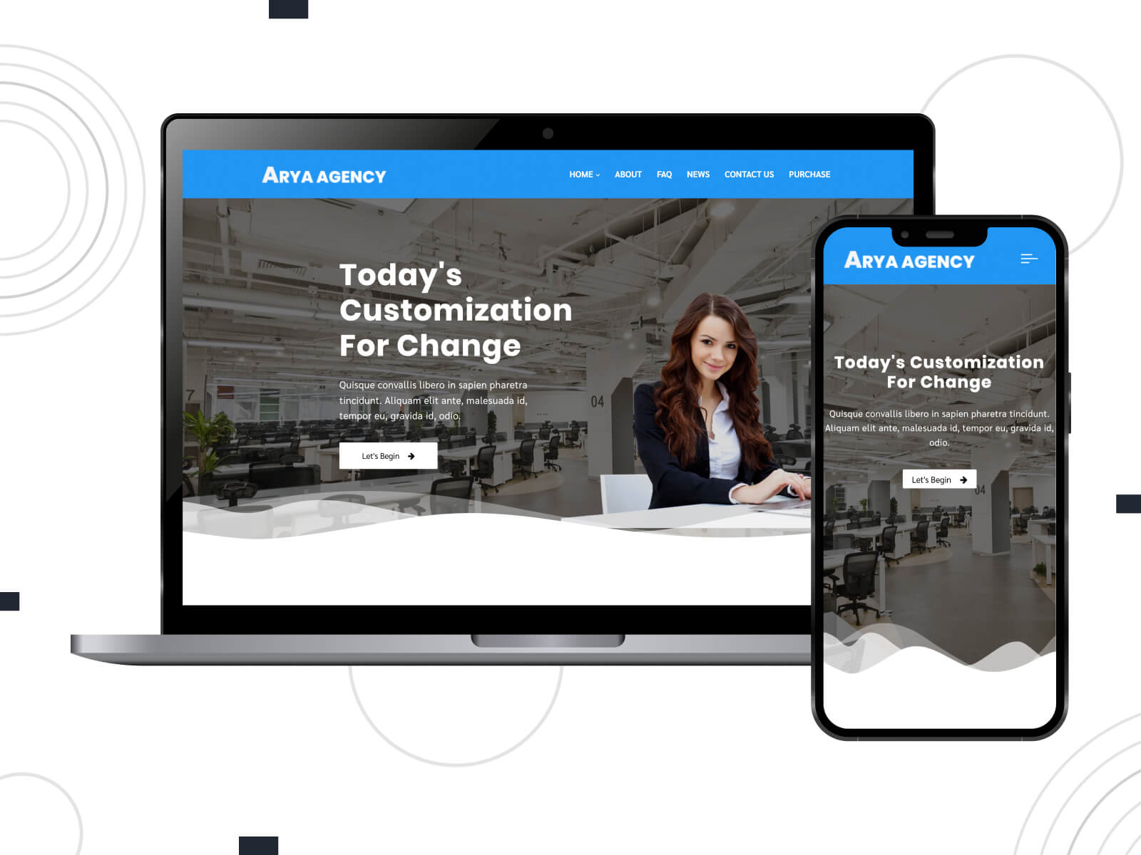 Snapshot of Arya - dark, inviting, offering advanced animation options, this theme adds dynamic elements to sites among multipurpose WordPress themes in dodger blue, black, and dark gray color scheme.
