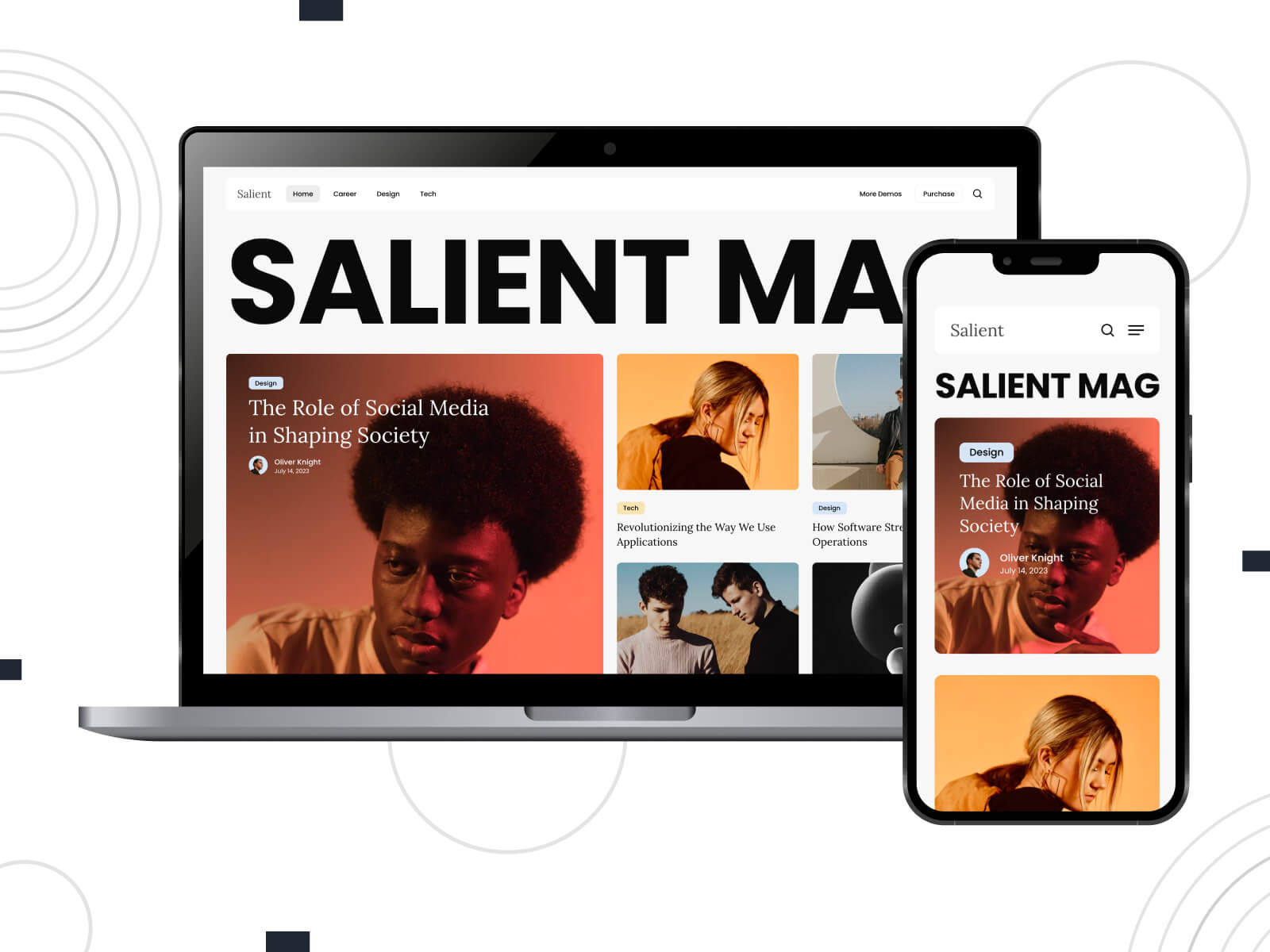 Picture of Salient - bright, warm, with a focus on content modules, this theme offers structured content creation among multipurpose WordPress themes in burlywood, peru, and saddle brown color combination.