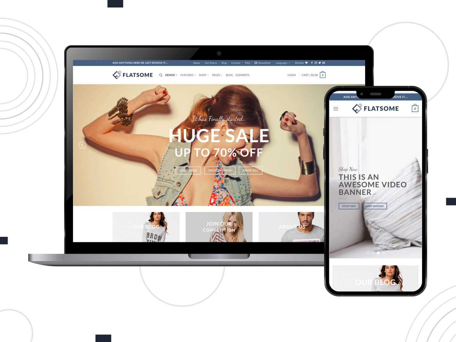 Picture of Flatsome - light, inviting, with comprehensive customization options, this theme stands out as a leading multipurpose WordPress theme for personalized websites in silver, sienna, and rosy brown color range.