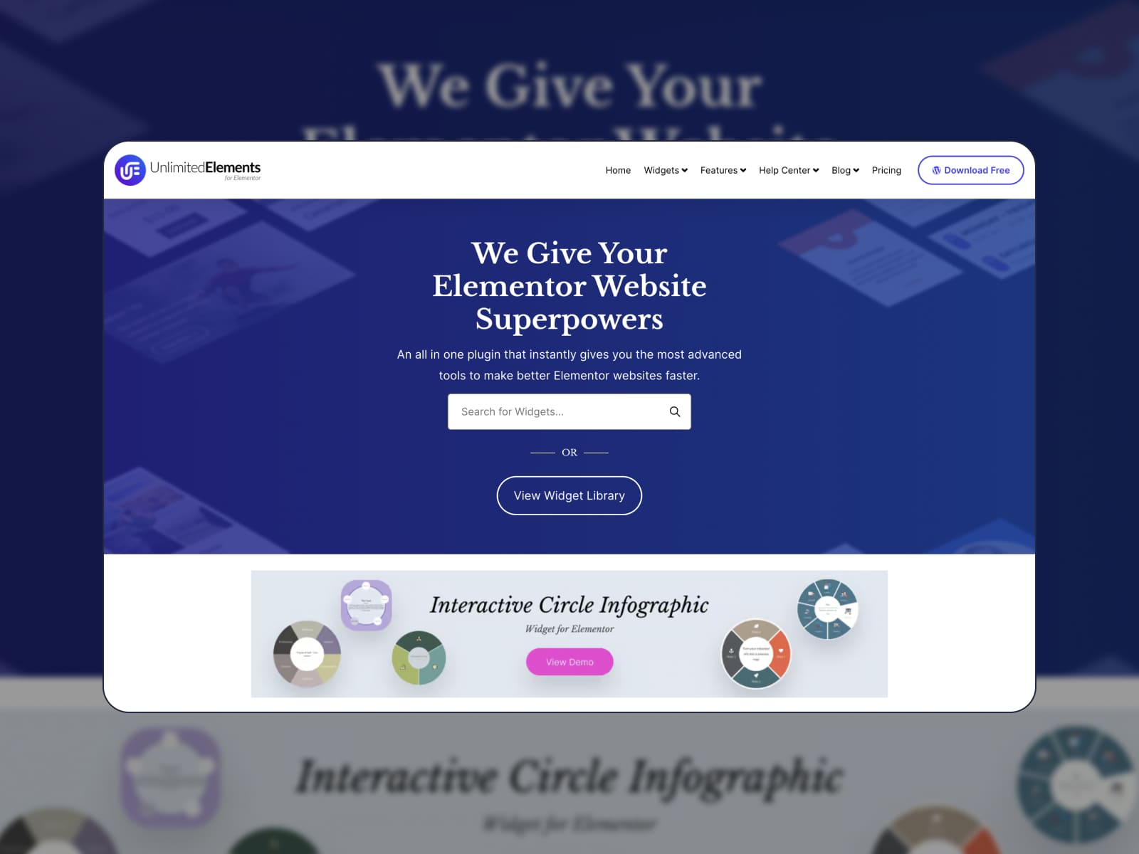 The Unlimited Elements PRO landing page.