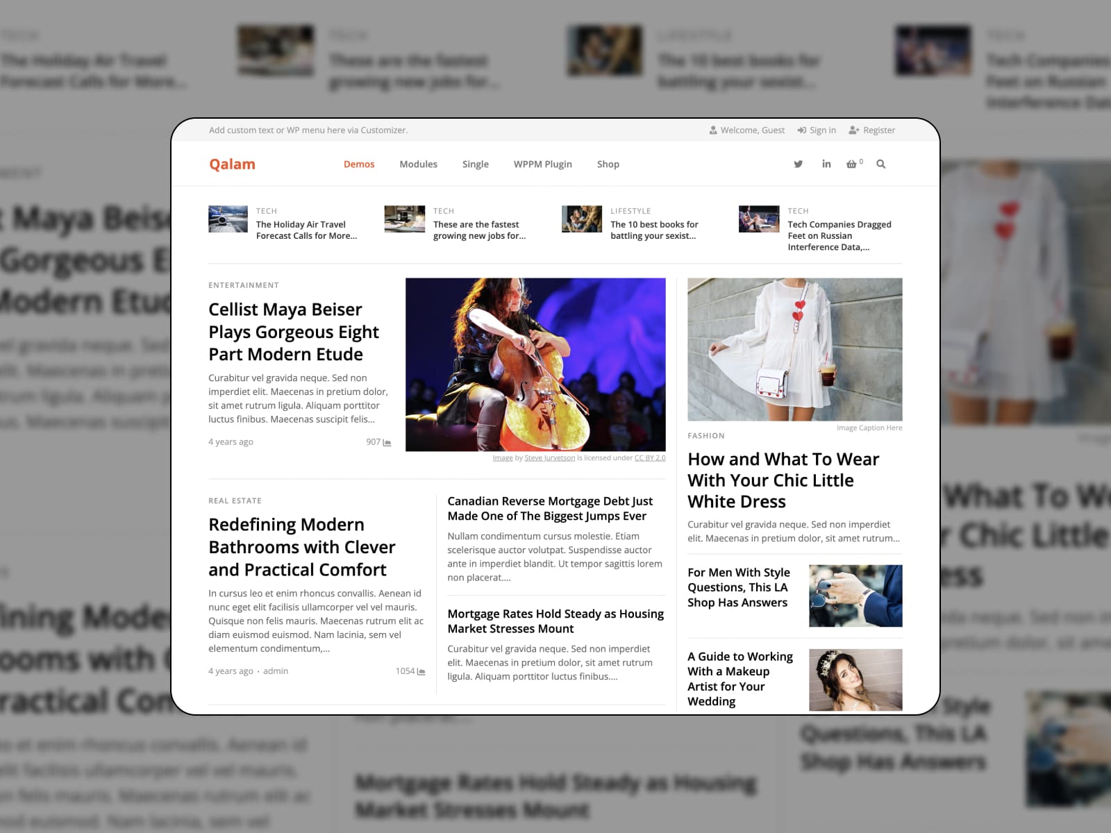 Examples of the magazine layouts of the PostModules plugin.