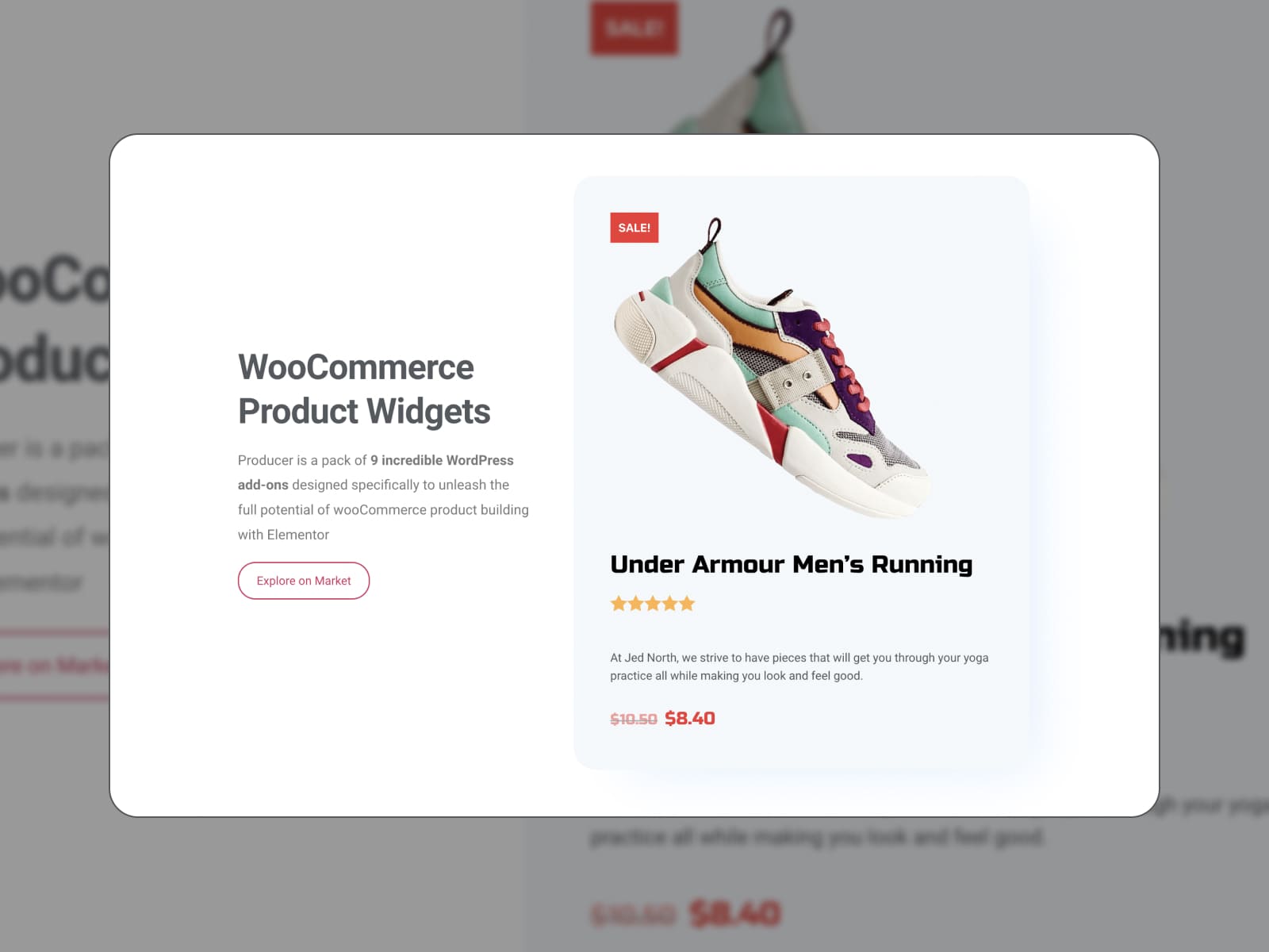 The product page example built with WooCommerce Product widget plugin.
