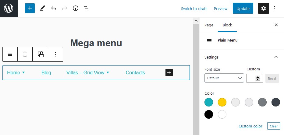 plain menu wordpress mega menu plugin