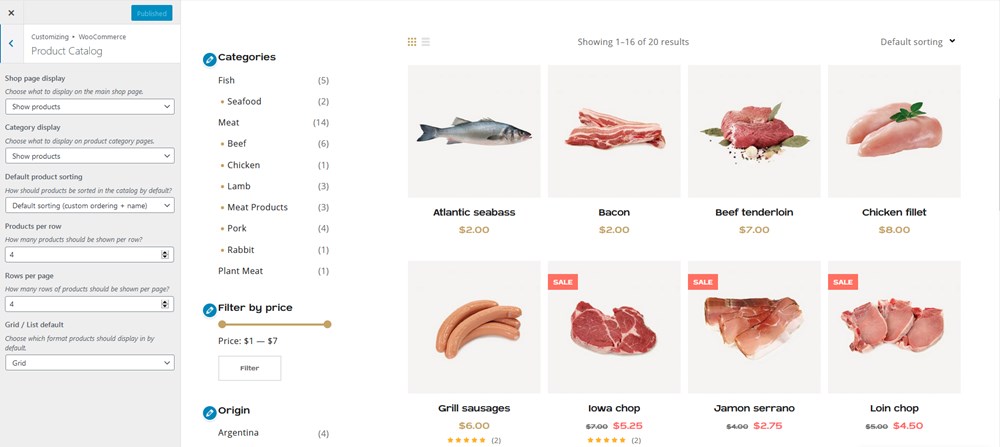 woocommerce shop fish and meat website template