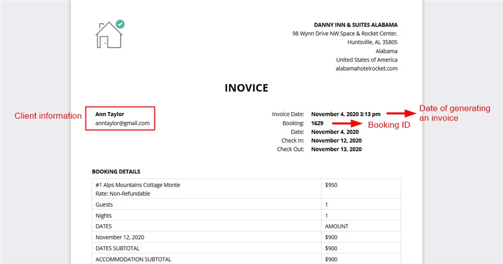 date of generating invoice