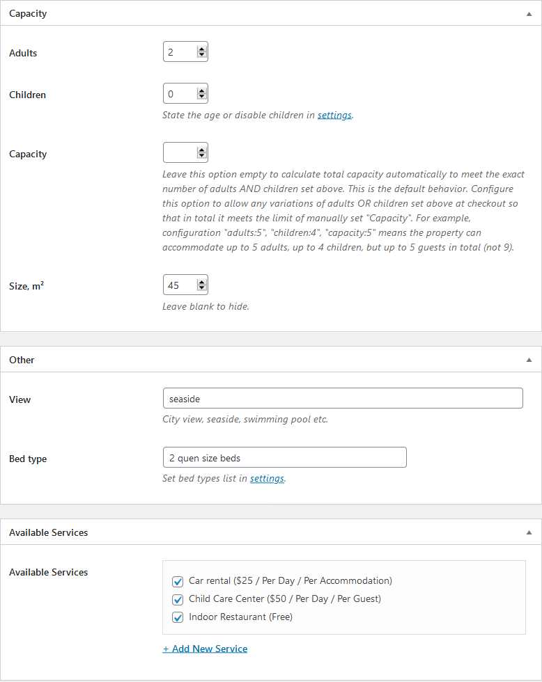 property settings