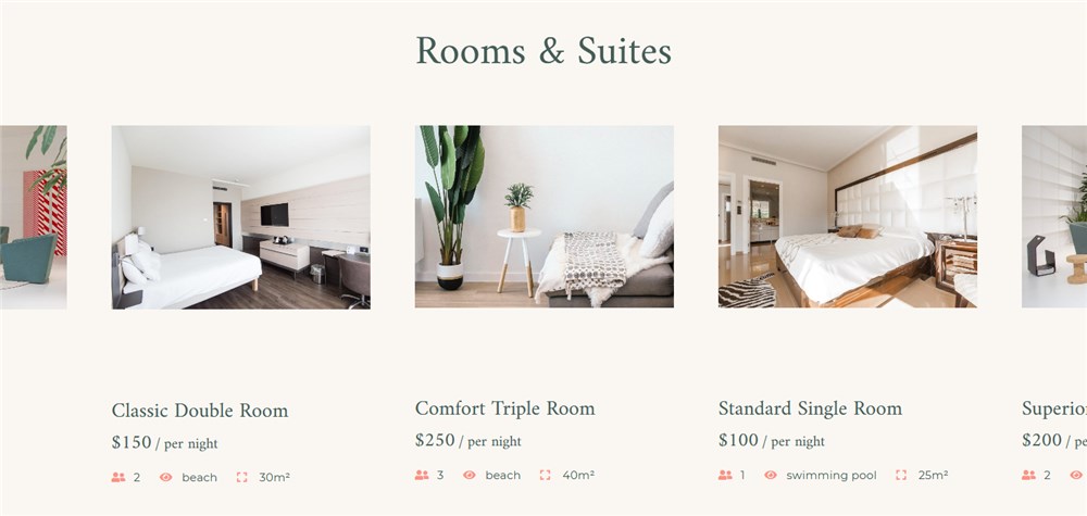 rooms listing albatross free hotel theme