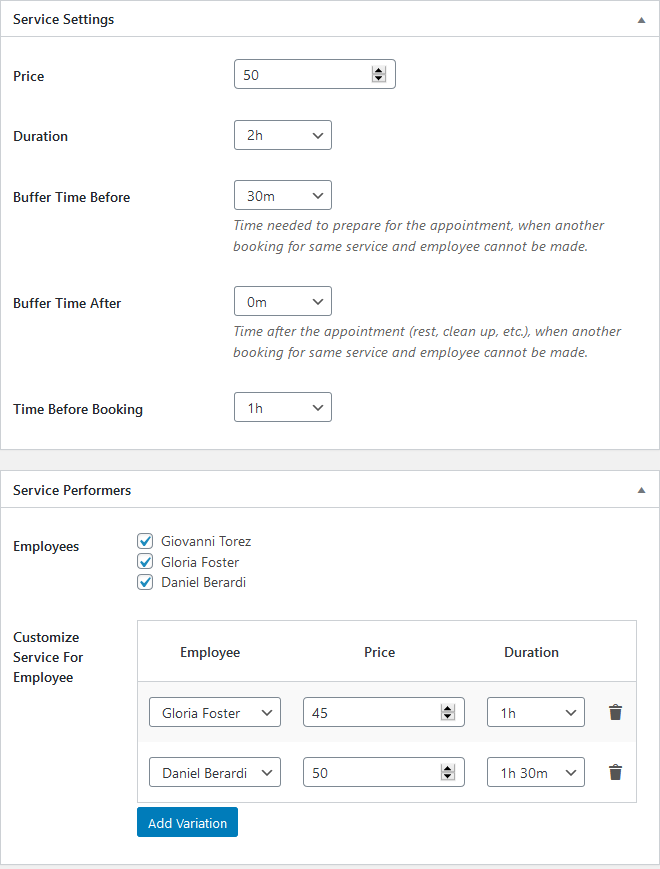 service settings motopress booking