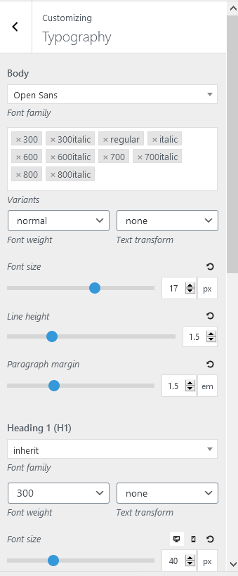 oceanwp vs astra typography settings generatepress