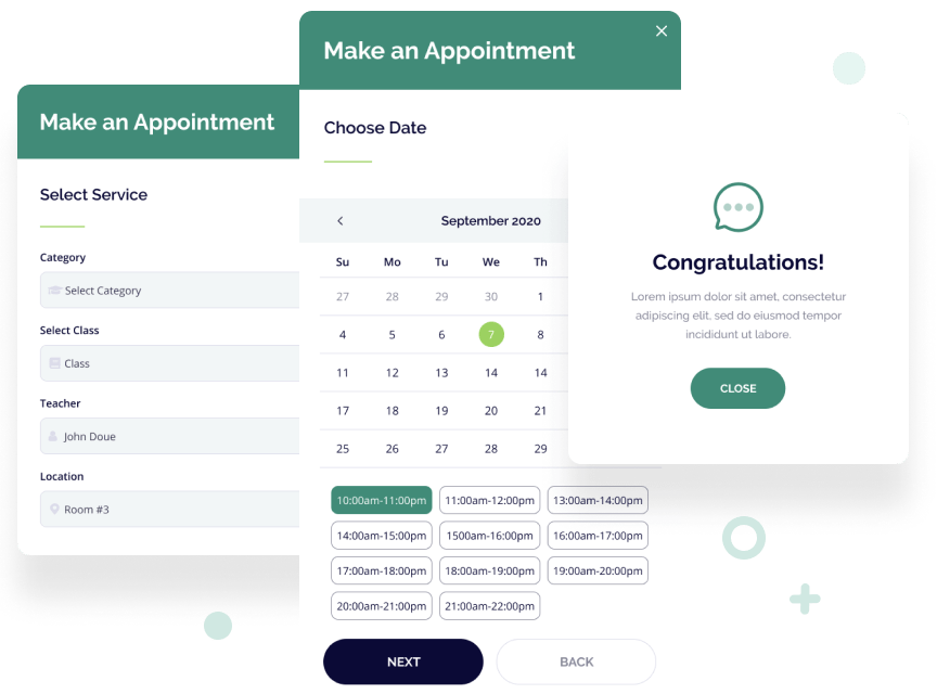 Step-by-step Booking Wizard for Clients
