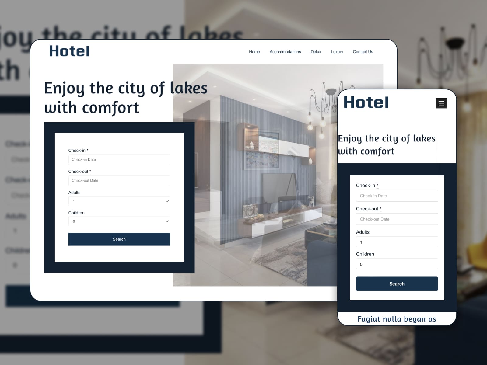 Bevro Pro - Screenshot of WordPress themes for hotel booking websites. Homepage.
