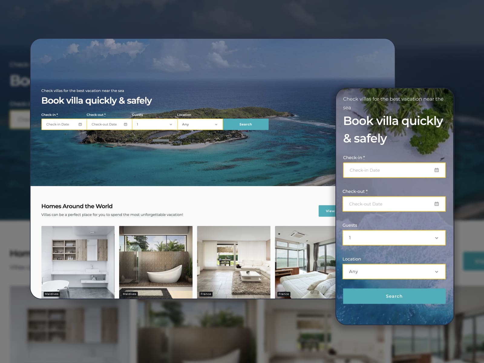 Booklium - Screenshot of WordPress themes for vacation rentals and hotel websites. Homepage.