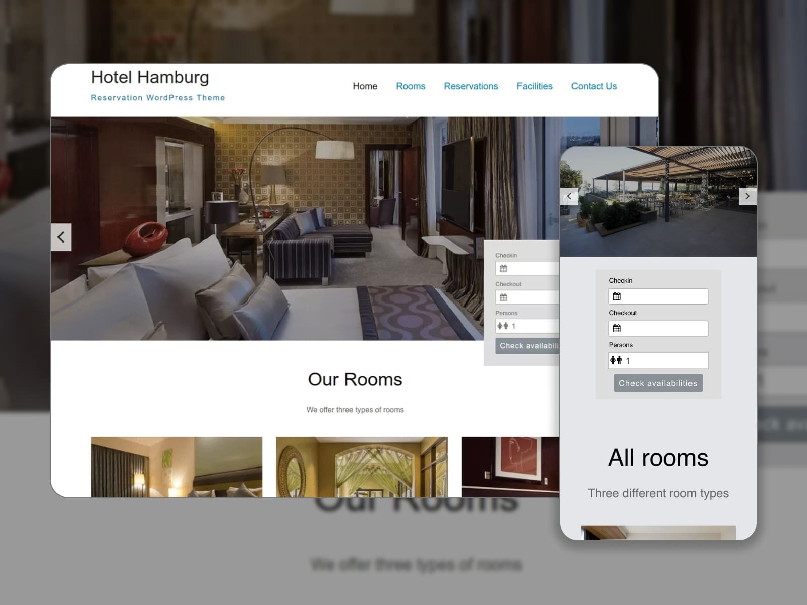 Hotel Hamburg - Screenshot of Elementor templates for local hotels. Homepage.