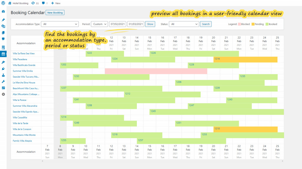 Bookings Calendar Bookings MotoPress