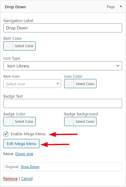 enable mega menu wordpress elementor
