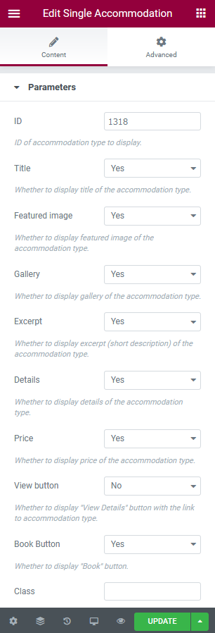 single accommodation motopress