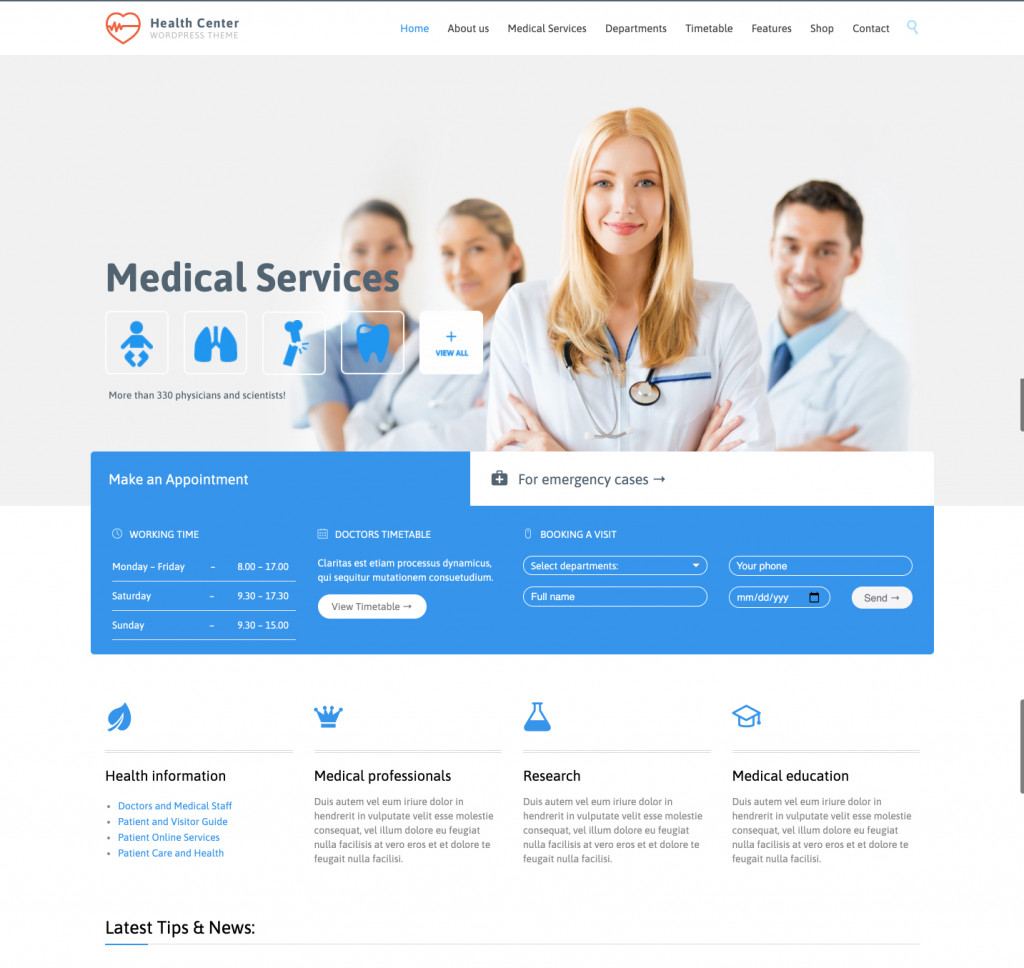 Healthcare - Doctor WordPress Theme