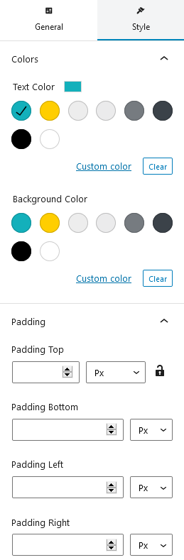 getwid settings panel