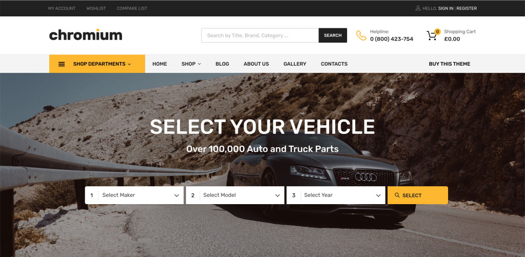 Auto Parts Shop WordPress Theme for Small Business