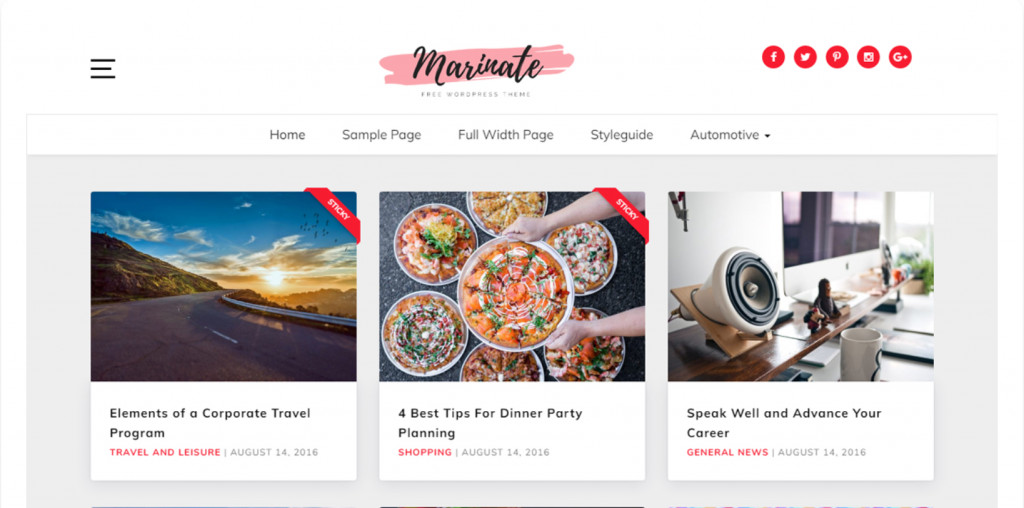 Marinate - Food Blog WordPress Template