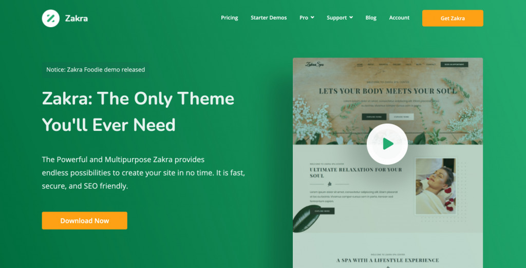 Zakra free WordPRess theme