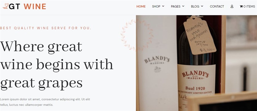 GT Wine theme for wordpress