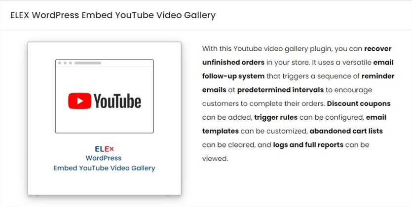 elex wordpress embed youtube video gallery plugin