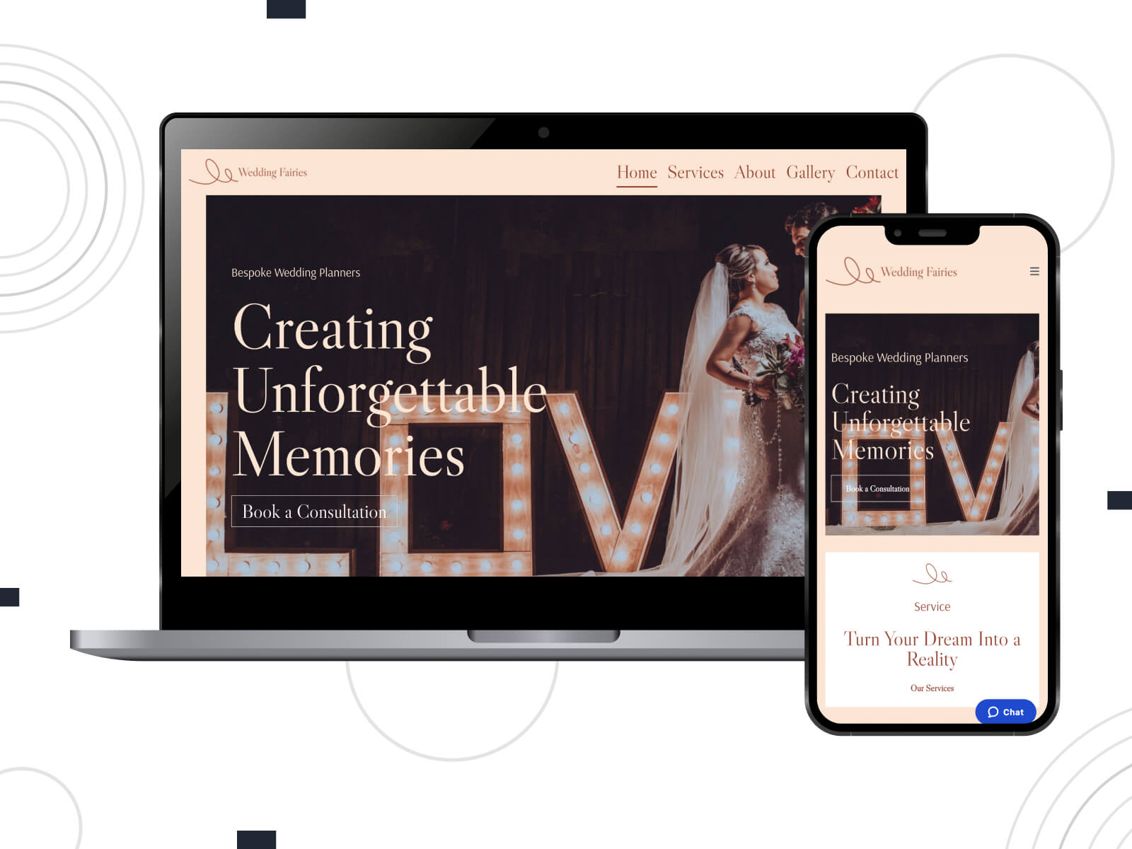 Picture of WeddingFairies - dim, rich, whimsical WordPress templates for weddings with playful designs and animations in dim gray, silver, and dark slate gray color gradation.