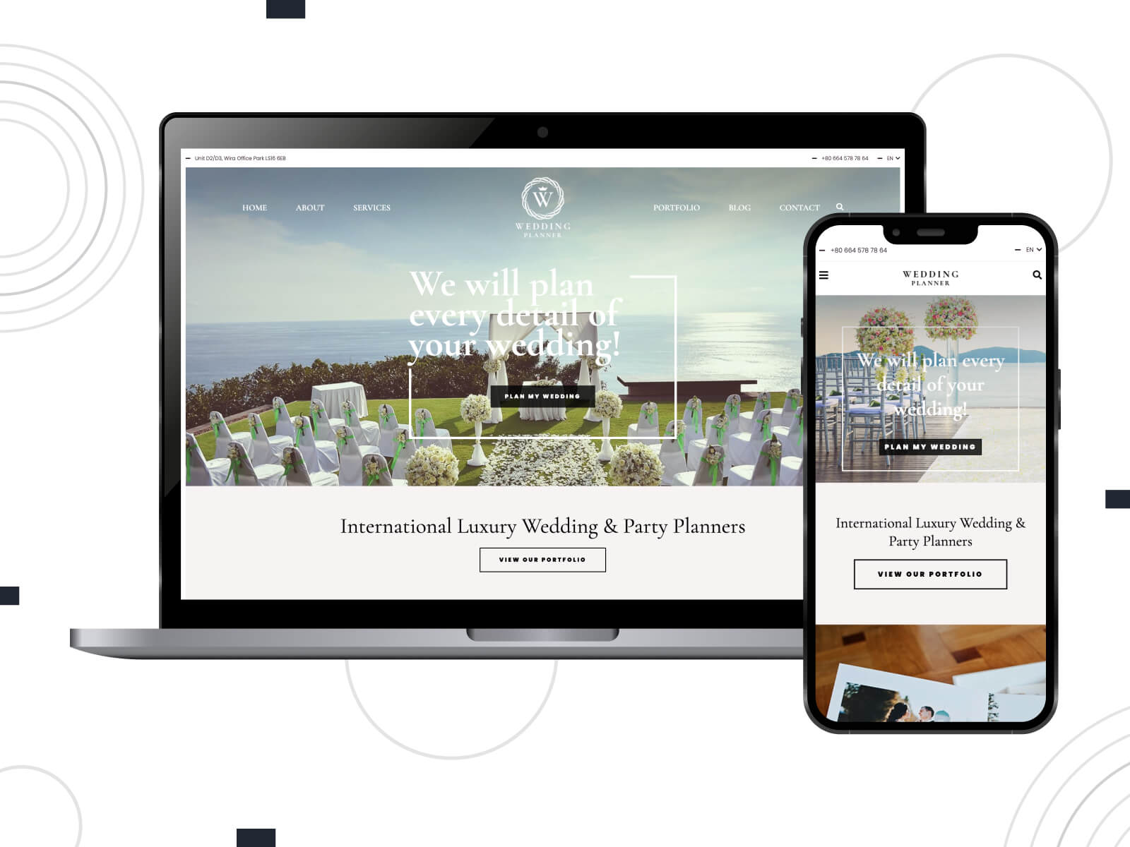 Picture of Wedding Planner - bright, crisp, comprehensive WordPress wedding templates with checklists and countdown features in dark sea green, olive drab, and dark olive green color gradation.