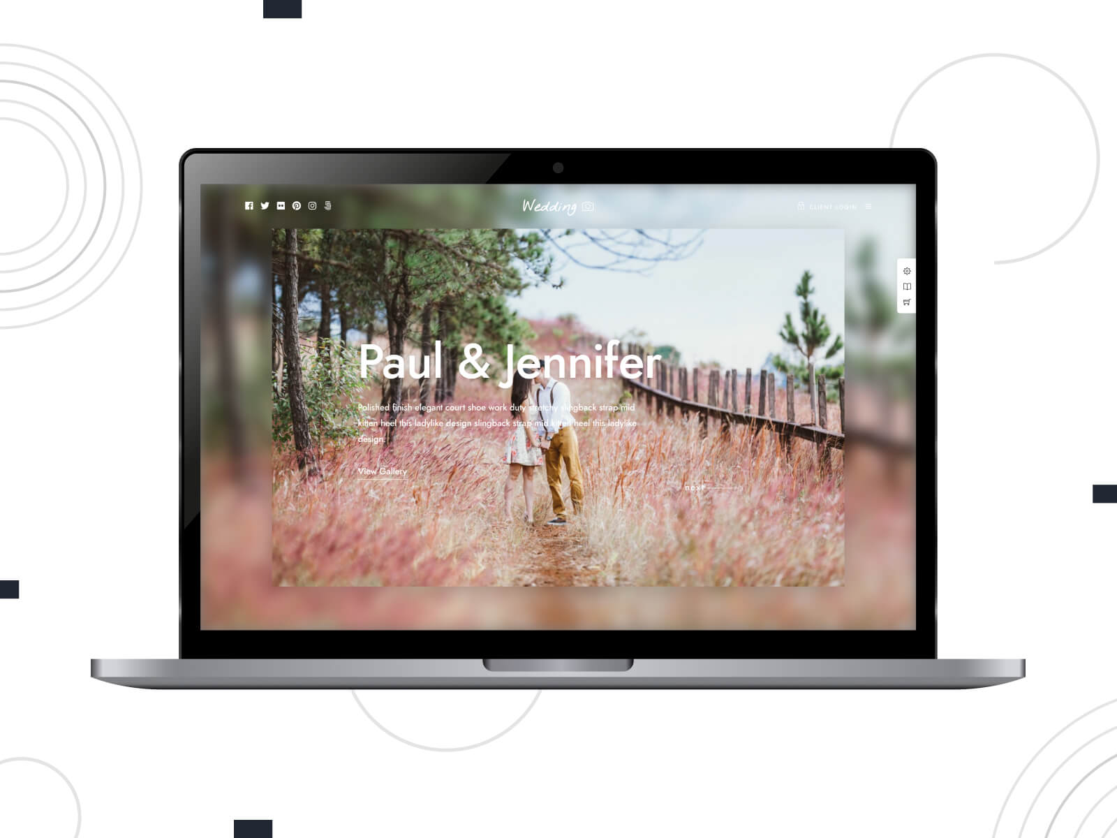Snapshot of Framed - light, warm, clean and minimalist design themes for WordPress wedding sites in dim gray, rosy brown, and dark olive green color range.
