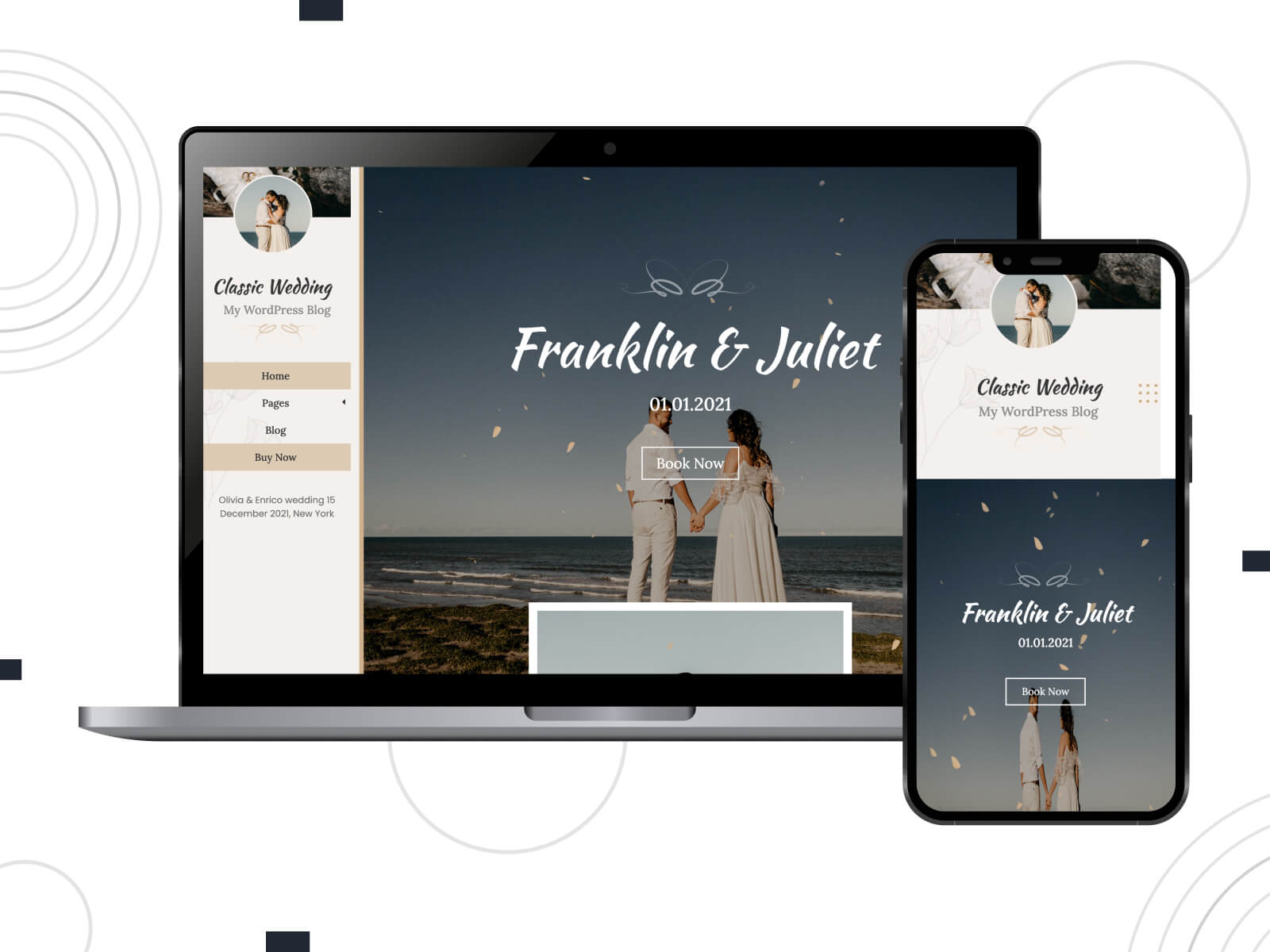 Photo of Classic Wedding - dim, calm, niche-specific themes on WordPress, tailor-made for unique wedding concepts in peru hues.
