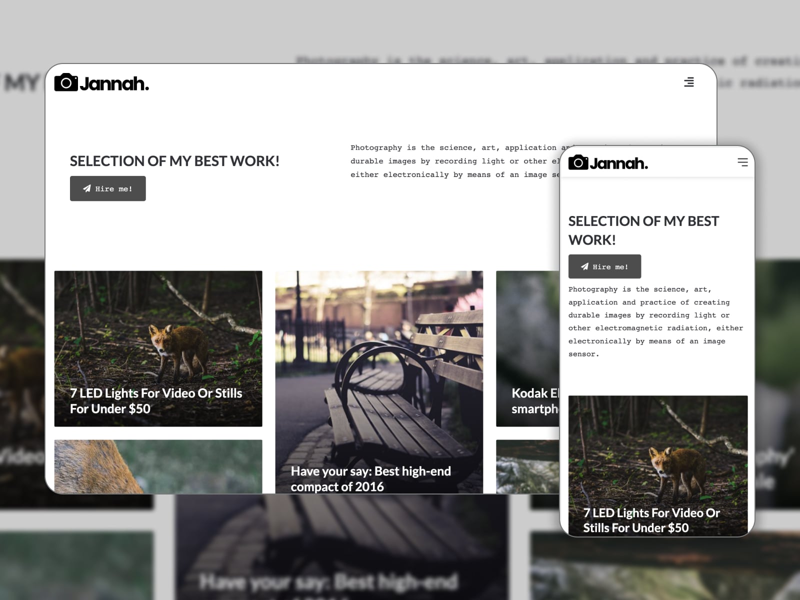 The Jannah WordPress theme illustrated on mobile and desktop devices.