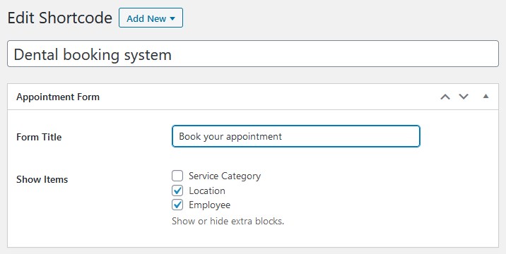 booking form title