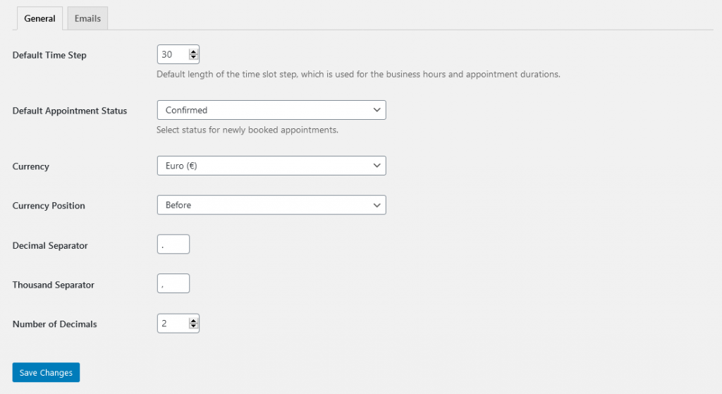 general settings