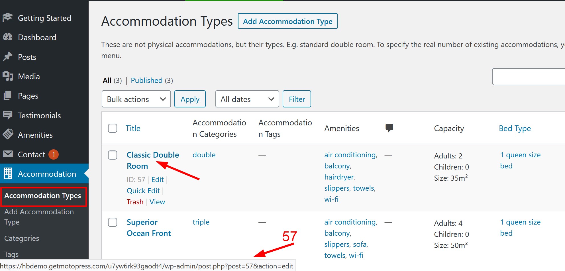 An example that shows how to find out a property ID in the availability calendar.