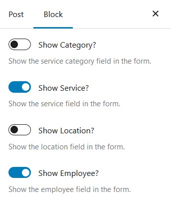 Employee field toggles.