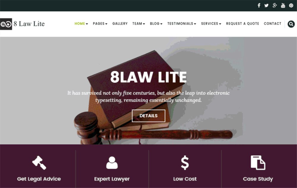 Eight Law Lite WordPress Lawyers Theme