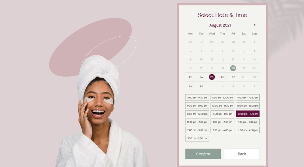 appointment booking widget spa salon wordpress