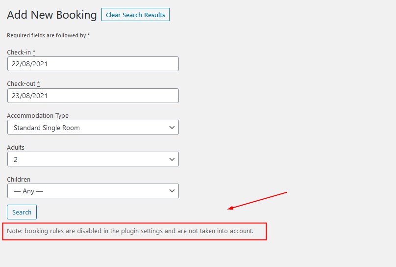booking rules disabled