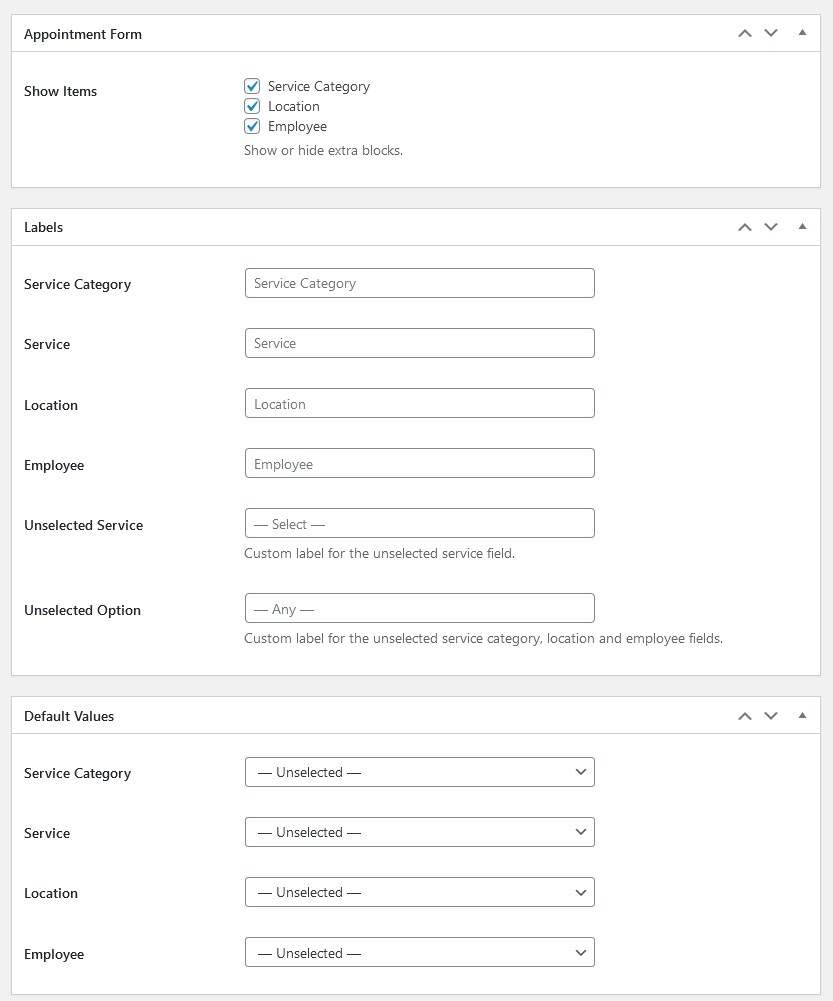 salon website settings